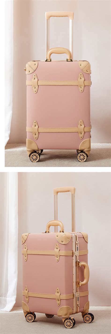 vintage inspired luggage with wheels.